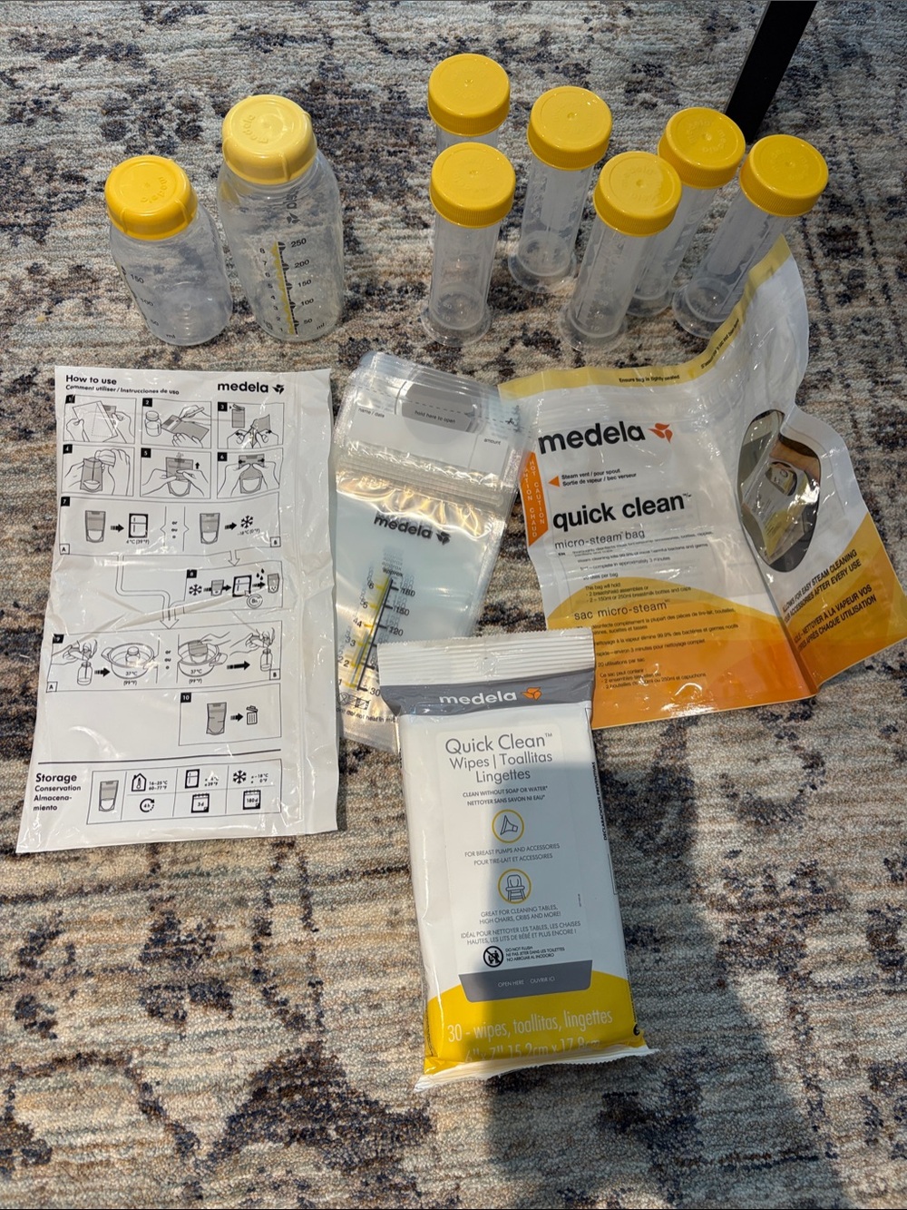 Medela Clear Storage Bottles and Quick Clean Accessories
